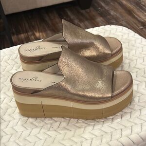Naked Feet Bronze Platform Shoes